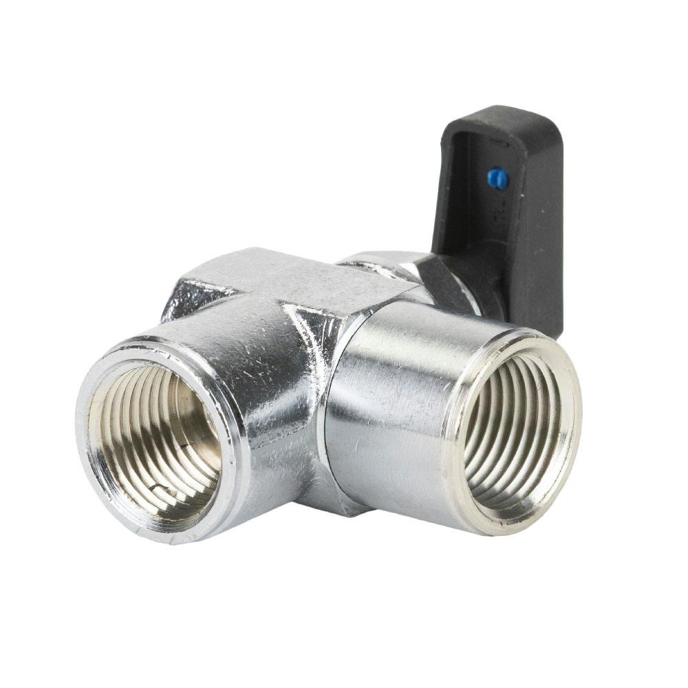 3/8" FPT x 3/8" FPT 90º Chrome Nickel-Plated Brass Mini Ball Valve