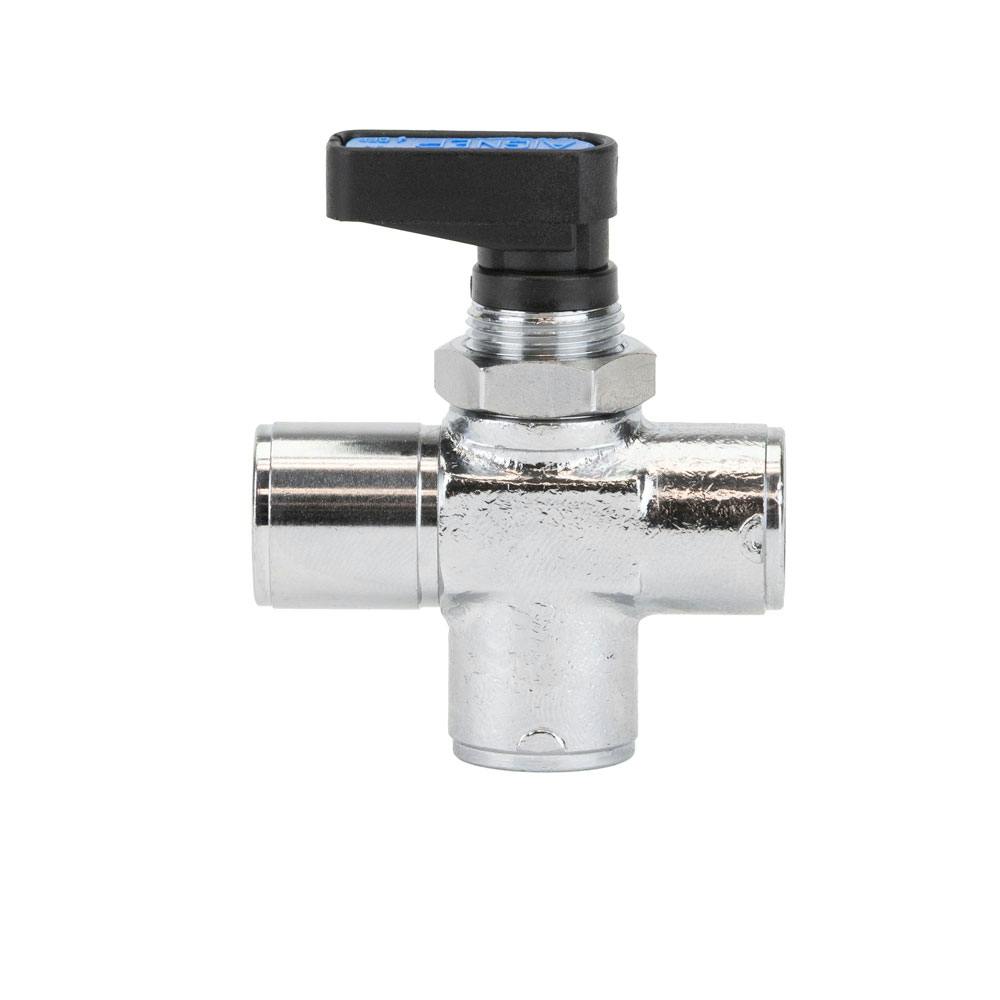 1/4" FPT 3-Way Chrome Nickel-Plated Brass Close Center Mini Ball Valve