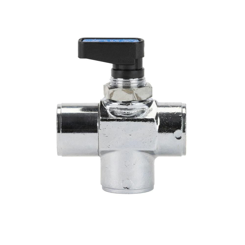 3/8" FPT 3-Way Chrome Nickel-Plated Brass Closed Center Mini Ball Valve