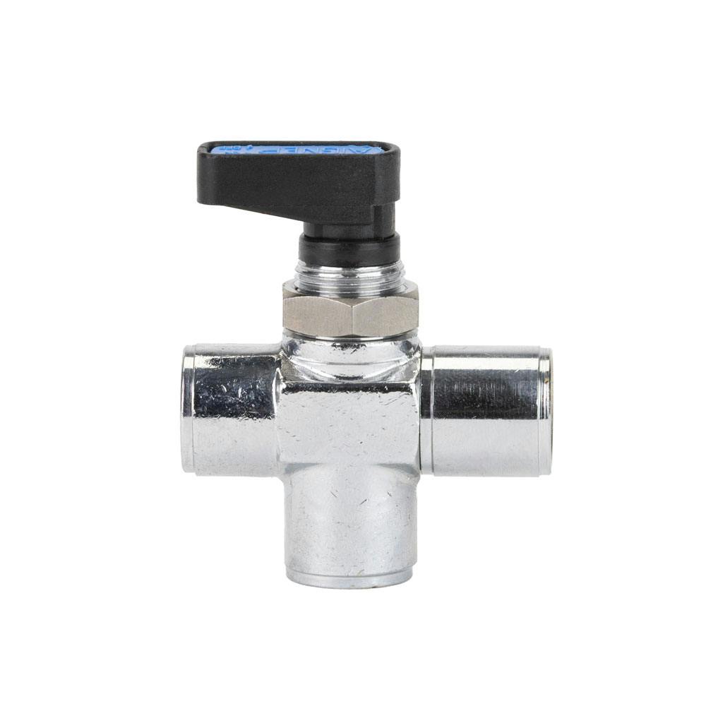 1/4" FPT 3-Way Chrome Nickel-Plated Brass Open Center Mini Ball Valve
