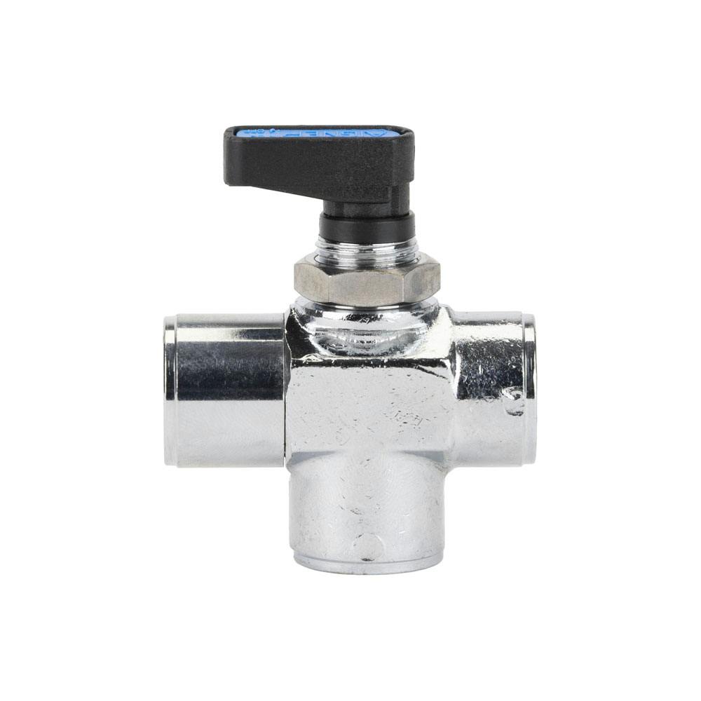 3/8" FPT 3-Way Chrome Nickel-Plated Brass Open Center Mini Ball Valve