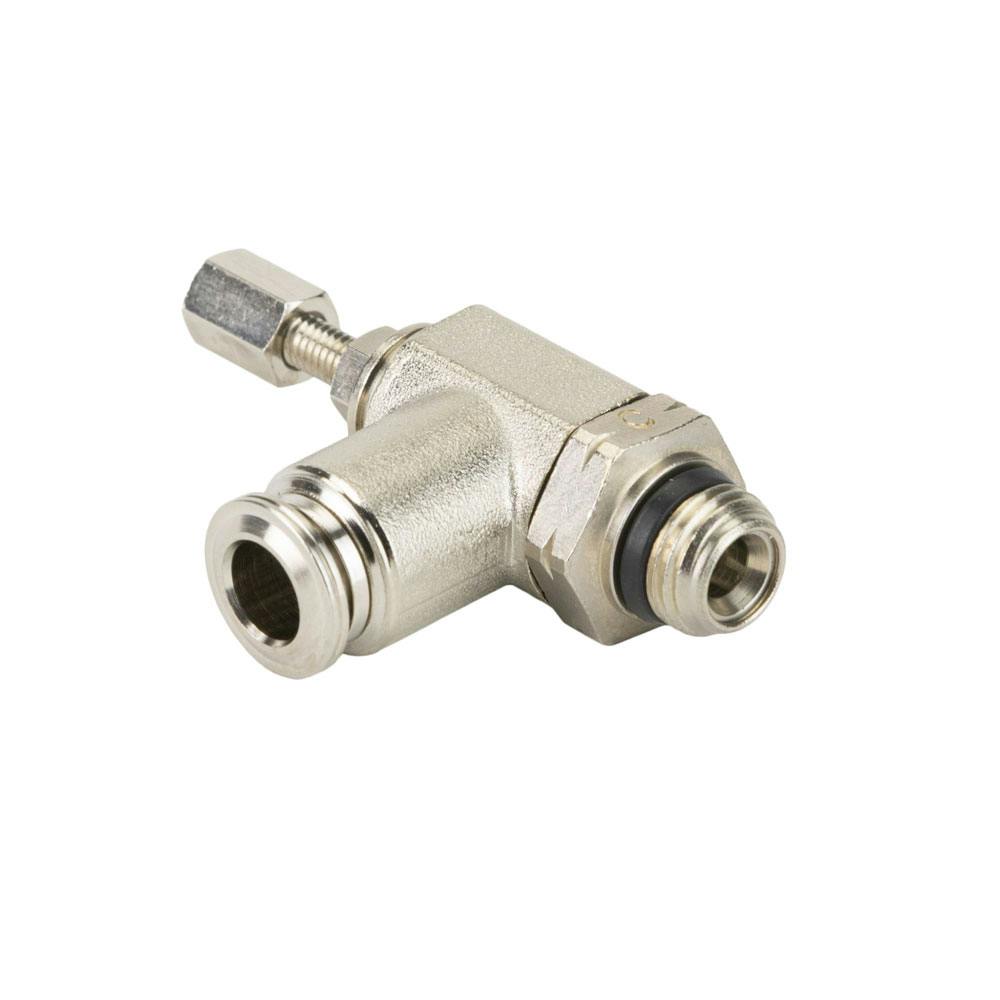 1/4" Tube x 1/8" MPT Brass Needle Valve, Controlled Flow: Out