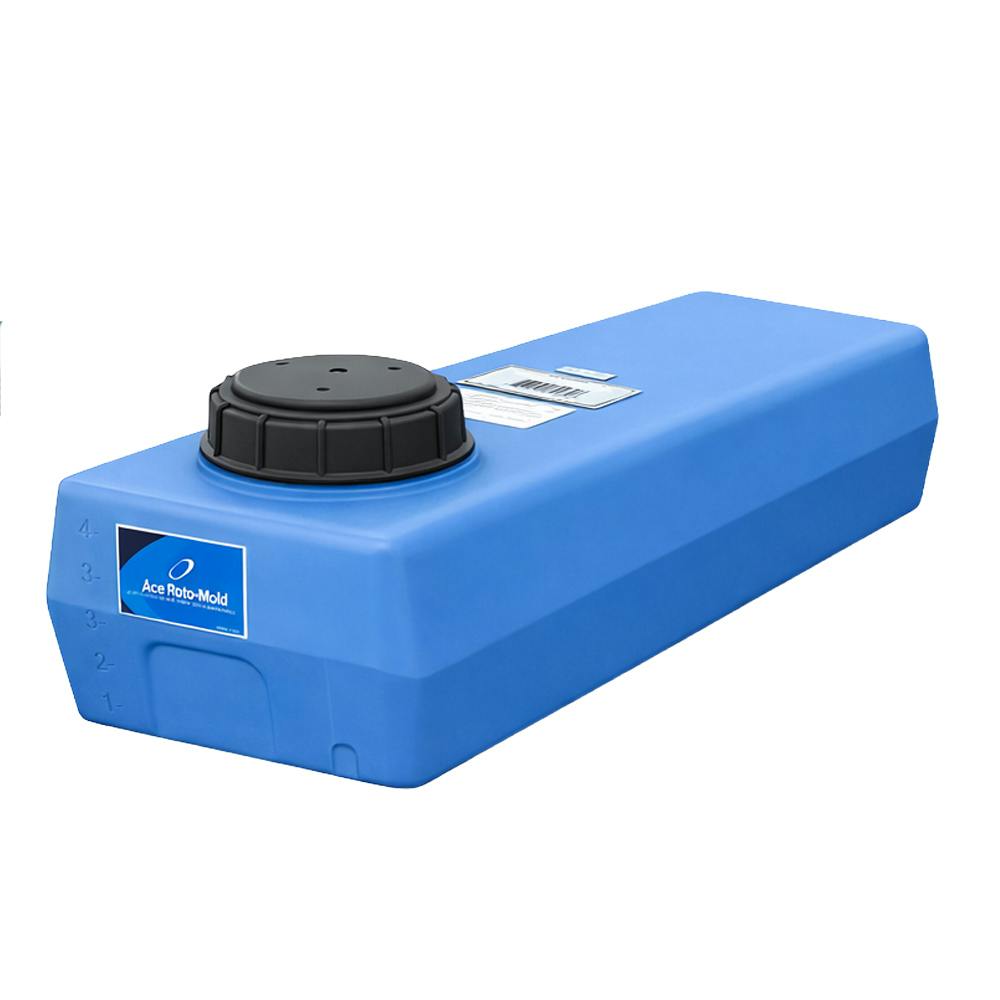5 Gallon Blue Polyethylene Rectangular Flat Bottom Tank with 5" Lid & No Fitting - 22" L x 10" W x 8" Hgt.