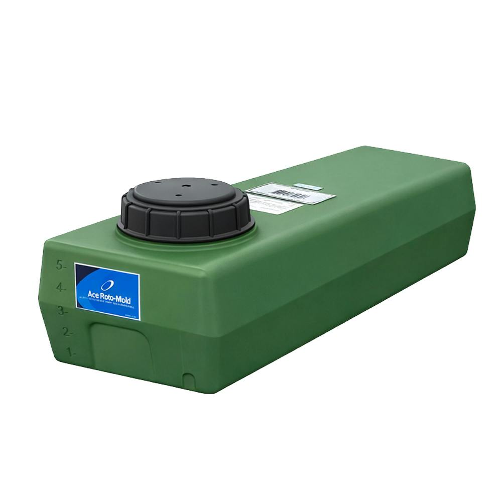 5 Gallon Green Polyethylene Rectangular Flat Bottom Tank with 5" Lid & No Fitting - 22" L x 10" W x 8" Hgt.