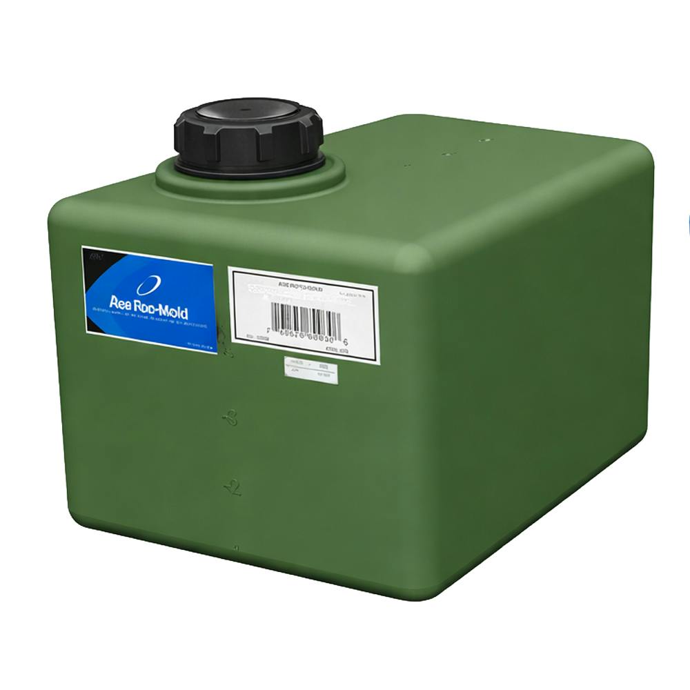 6 Gallon Green Polyethylene Rectangular Flat Bottom Tank with Pump Mount, 2" Lid & No Fitting - 15" L x 12" W x 8" Hgt.
