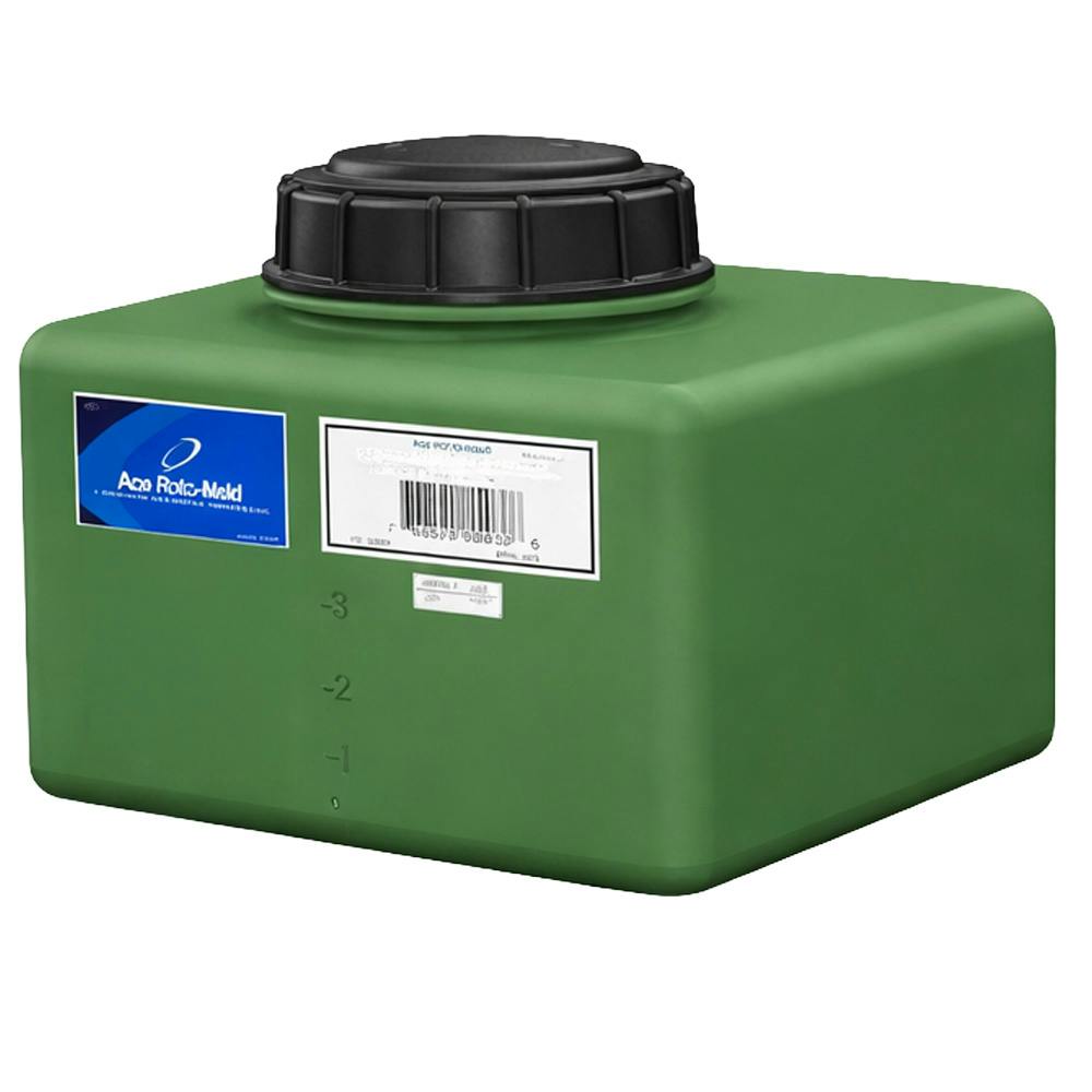 6 Gallon Green Polyethylene Rectangular Flat Bottom Tank with 5" Lid & 3/4" Fitting - 15" L x 12" W x 8" Hgt.