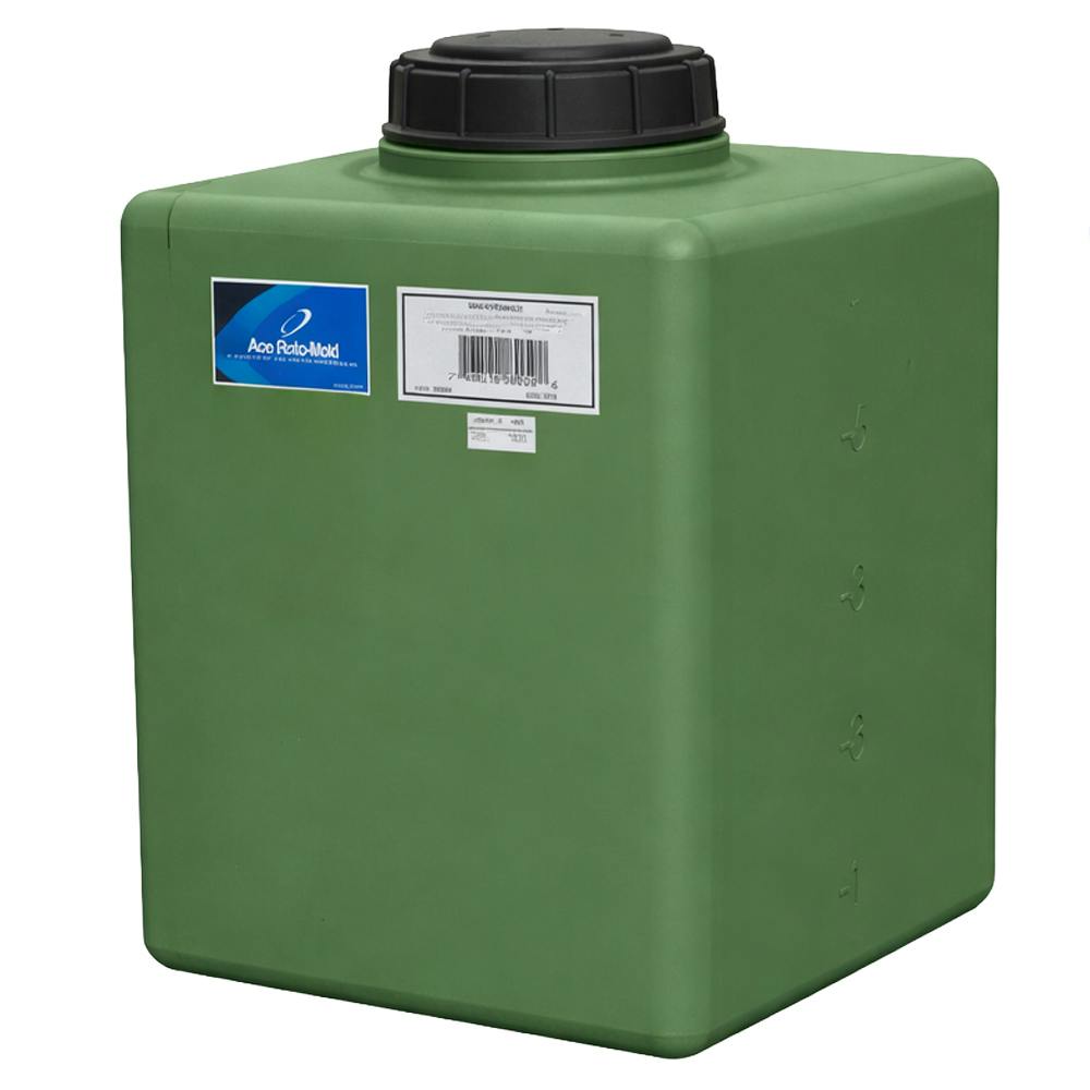 7 Gallon Green Polyethylene Rectangular Flat Bottom Tank with 5" Lid & 3/4" Fitting - 14" L x 9" W x 15" Hgt.