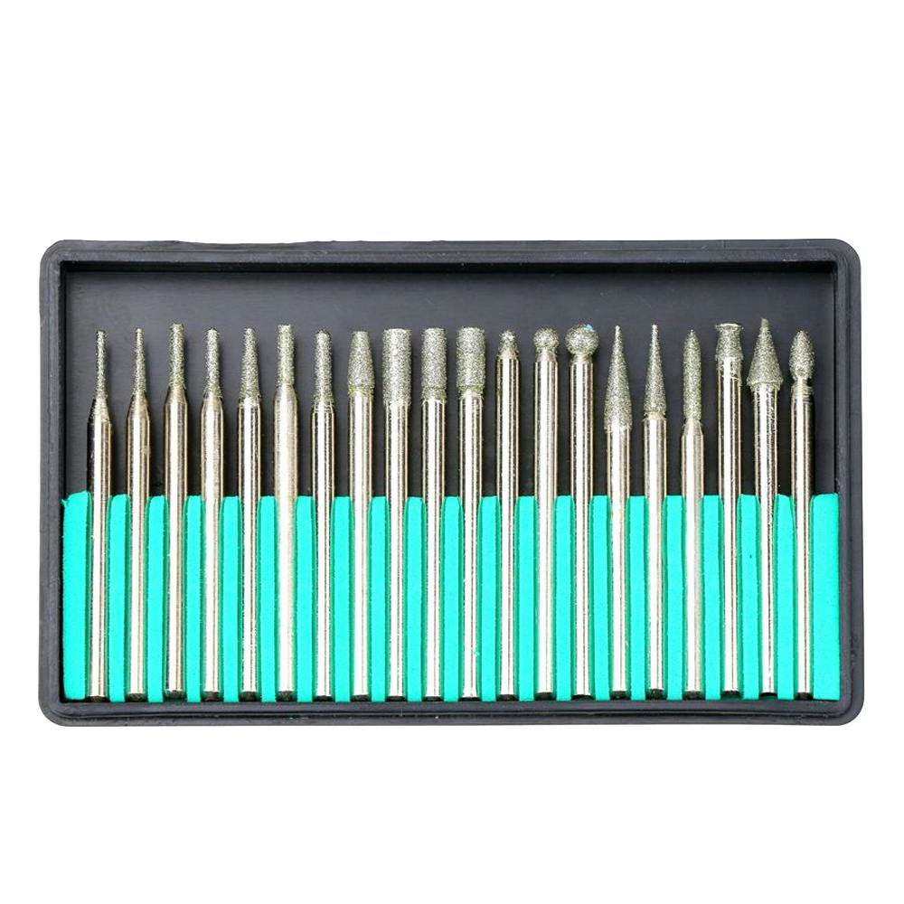 20-Piece Assorted Diamond Point Set with 1/8" Shank for Rotary Tools