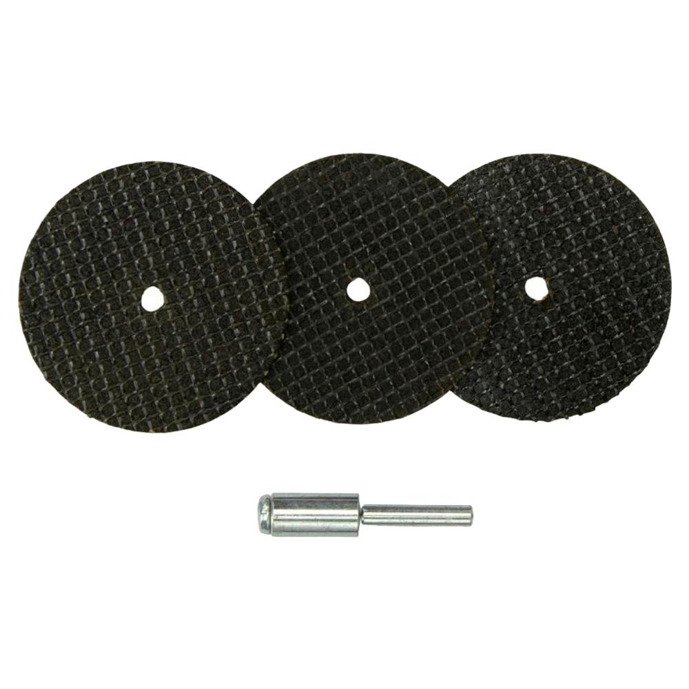 1-1/2" Dia. Fiberglass-Reinforced Cut-Off Wheel with 1/8" Shank Mandrel for Rotary Tools - Set of 3 Wheels