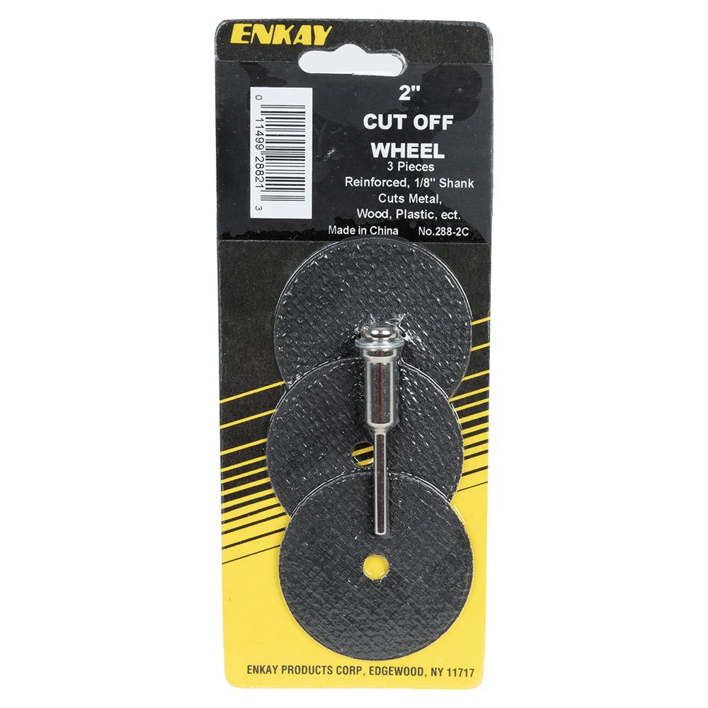 2" Dia. Fiberglass-Reinforced Cut-Off Wheel with 1/8" Shank Mandrel for Rotary Tools - Set of 3 Wheels