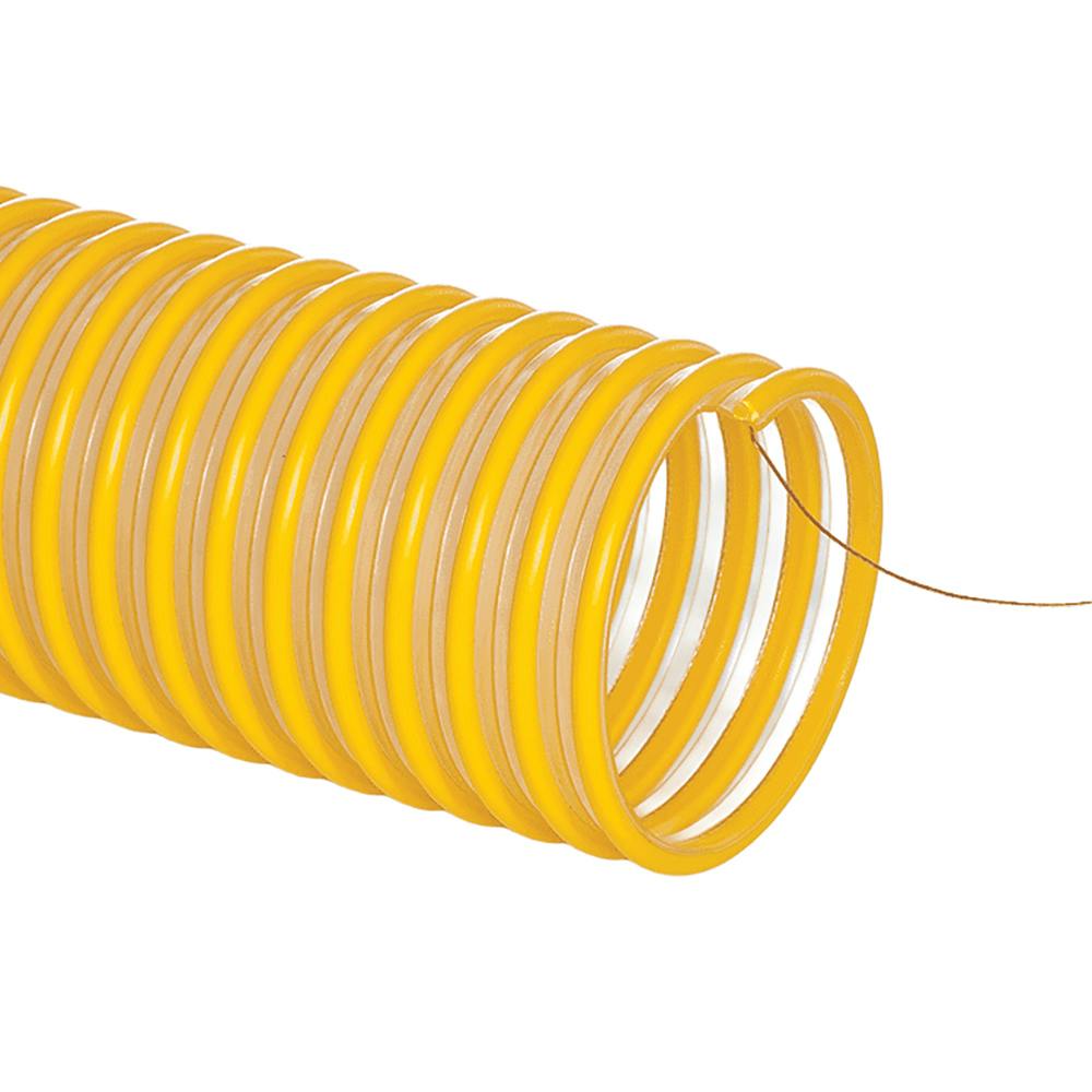 8" ID FlexStat® 60 Heavy-Duty Static Dissipative Reinforced Clear Polyurethane Hose with Yellow ABS Helix