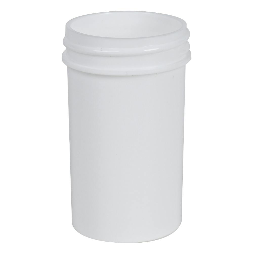 2 oz. White Polypropylene Straight-Sided Round Jar with 43/400 Neck (Cap Sold Separately)