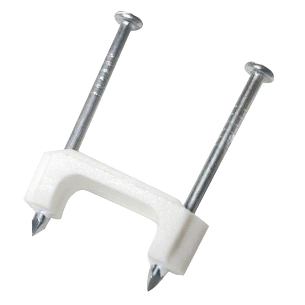 3/4" White Plastic Wire Staples for 14/2, 12/2 & 10/2 AWG Wire - Bag of 50