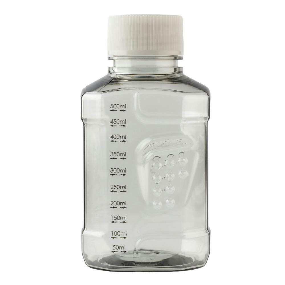 500mL PET PharmaTainer™ Square Sterile Lab Bottle with 48mm Cap - Case of 60