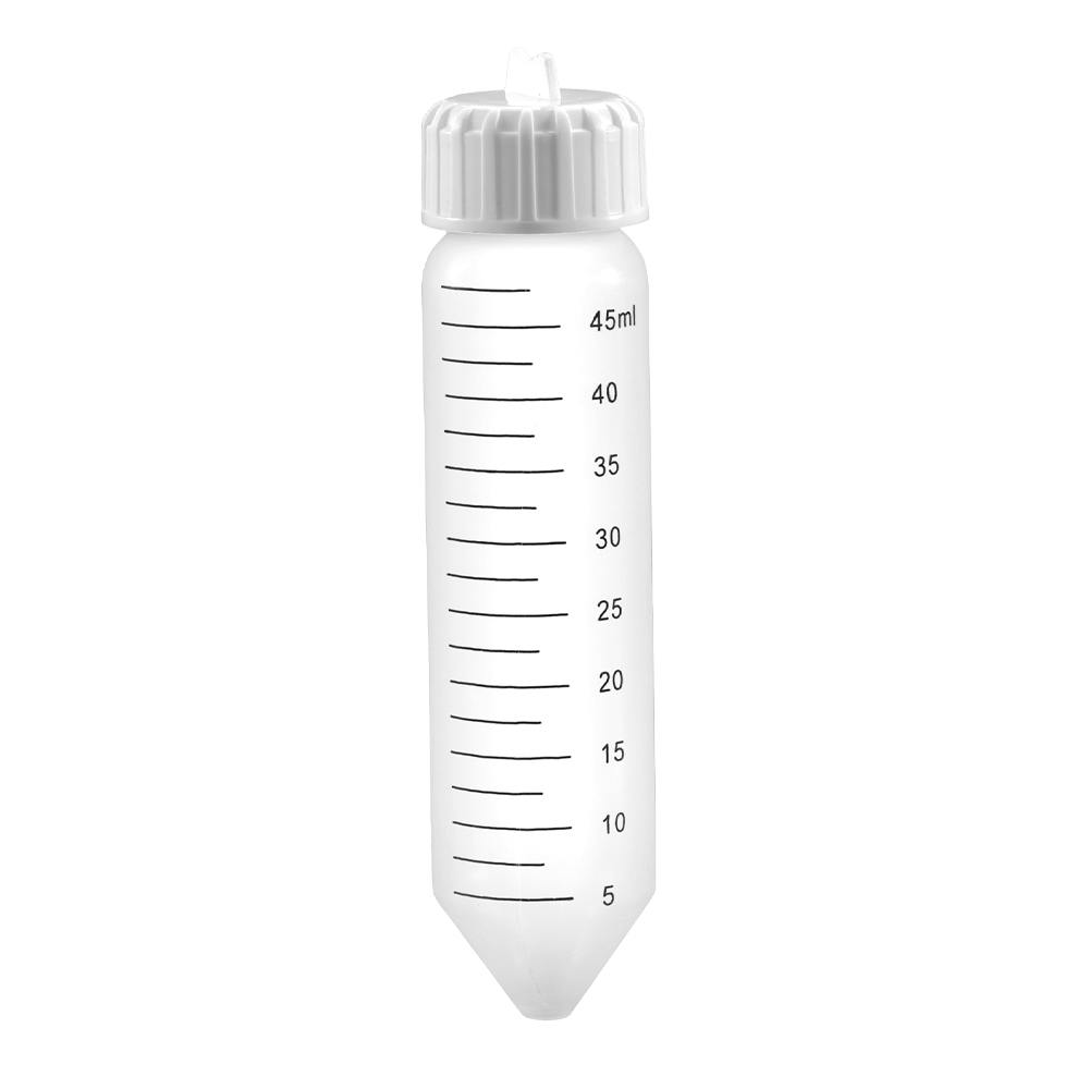 50mL Conical Bottom Natural Polypropylene High-Speed Centrifuge Tube with White Screw Cap, Grip Tab & Graduations - Package of 12