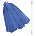 Blue Microfiber Vikan® Socket Mop Head & 49.6" Aluminum Handle with Blue Tip & Cap