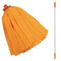 Orange Microfiber Vikan® Socket Mop Head & 49.6" Aluminum Handle with Orange Tip & Cap