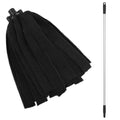 Black Microfiber Vikan® Socket Mop Head & 49.6" Aluminum Handle with Black Tip & Cap