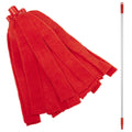 Red Microfiber Vikan® Socket Mop Head & 57.5" Aluminum Handle with Red Tip & Cap