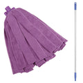 Purple Microfiber Vikan® Socket Mop Head & 57.5" Aluminum Handle with Purple Tip & Cap
