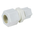 5/8" OD Compression x 1/2" OD Compression Polypropylene JACO Reducing Union Connector with Plastic Gripper