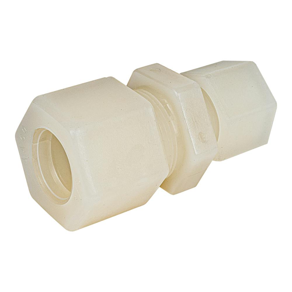 7/8" OD Compression x 5/8" OD Compression Kynar® PVDF JACO Reducing Union Connector with Plastic Gripper