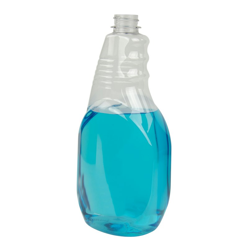 32 oz. Clear PET Ribbed Oval Spray Bottle with 28/400 Neck (Sprayer Sold Separately)